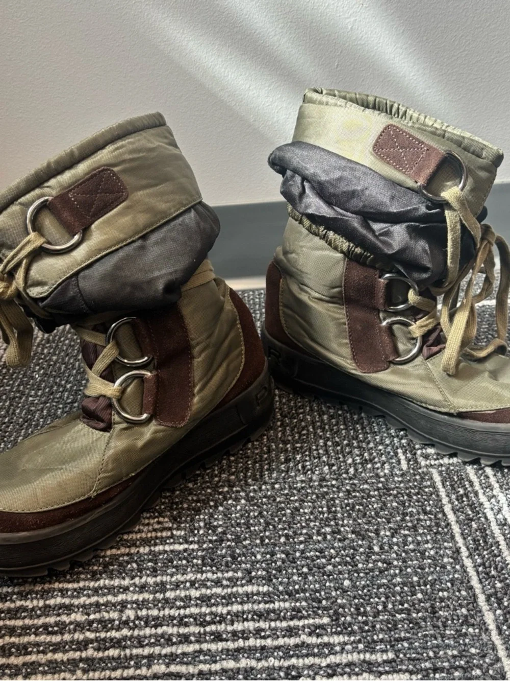 Pajar Winter Boot Green and Brown Insulated Lace Up Roll Up